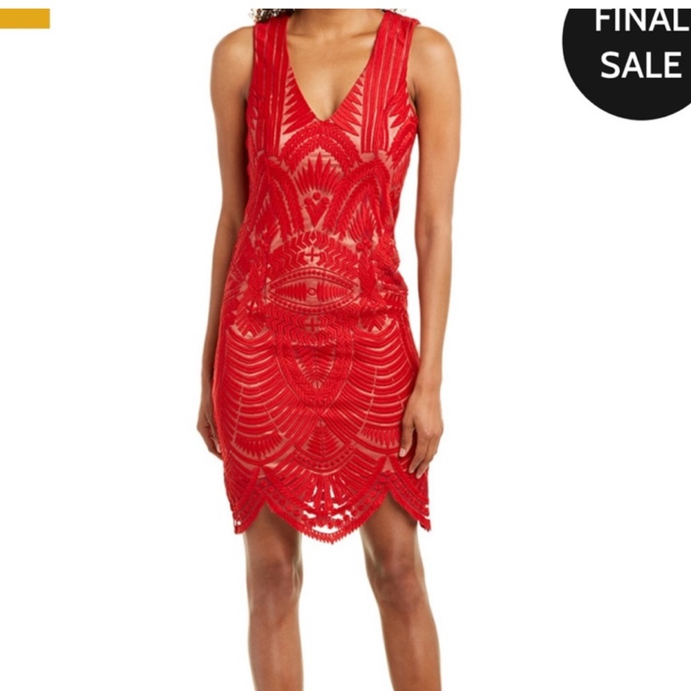 Bardot • Lipstick Red Lace Midi Dress